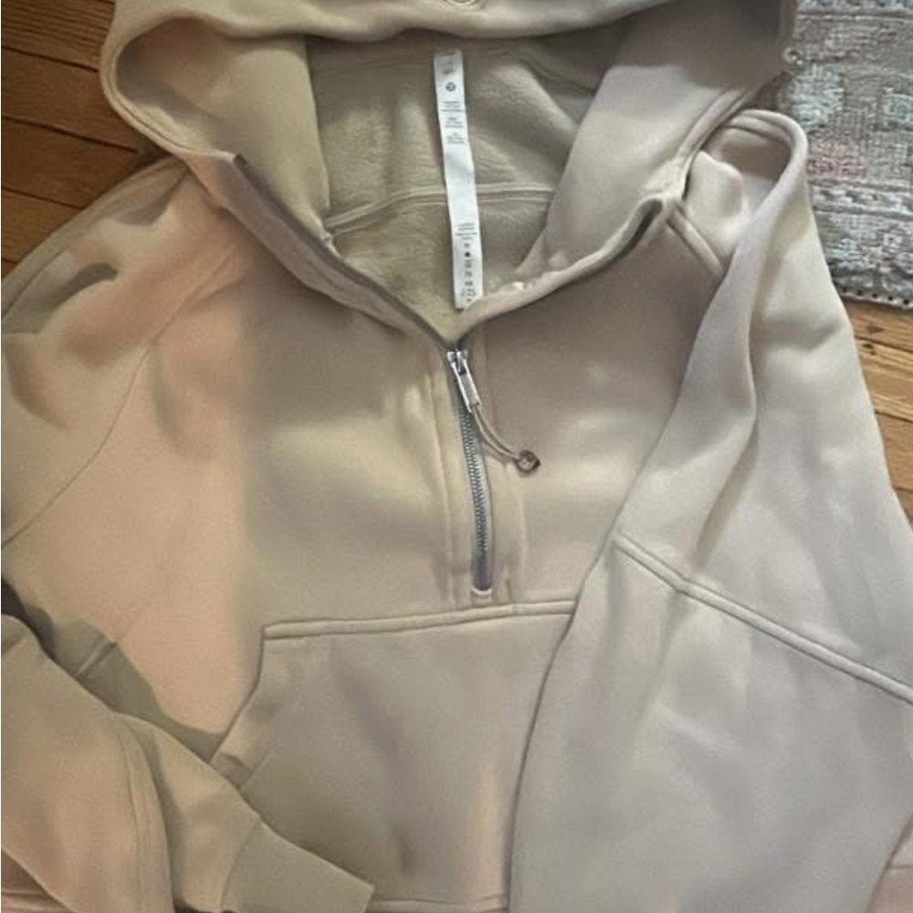 Lululemon Quarter-Zip Hooded Pullover in Light Beige